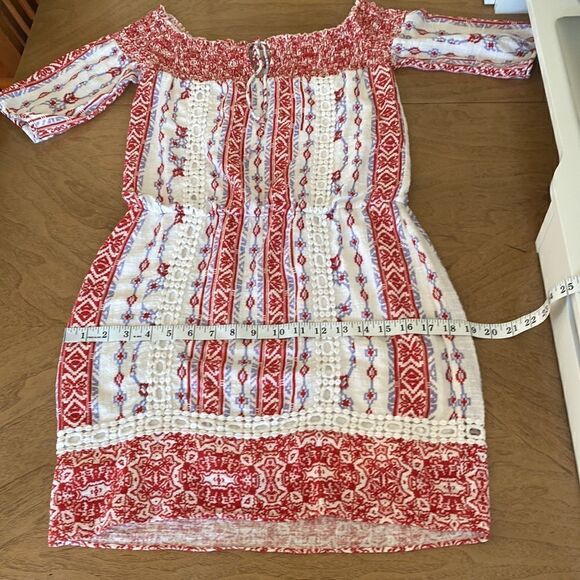 Saylor Red and White Blouson Blossom Mini Dress Size Small - Picture 12 of 12